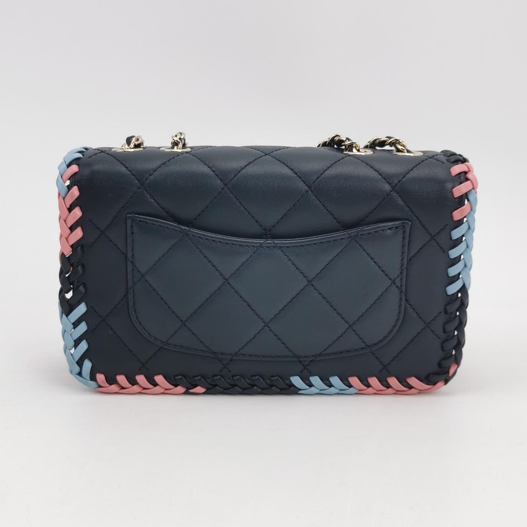 Chanel Quilted CC Logo Lambskin Braided Trim Flap Bag