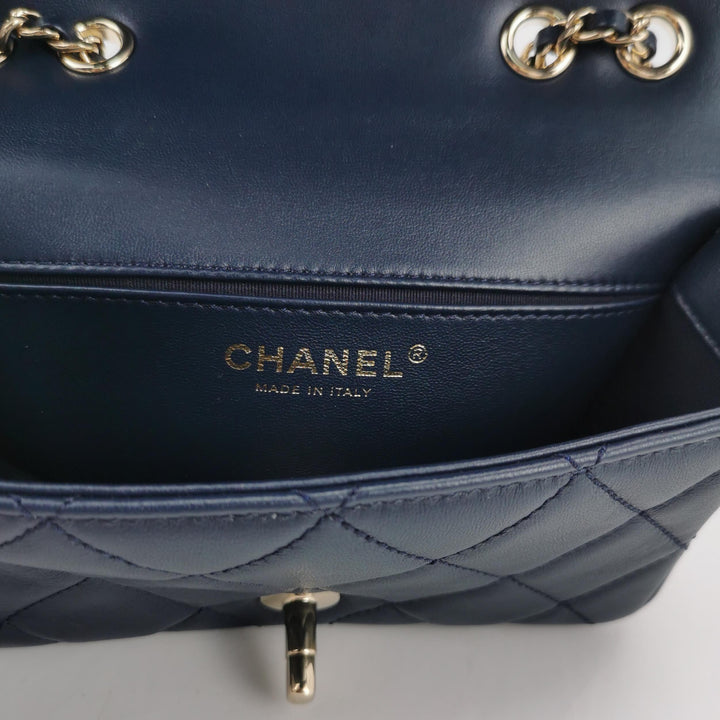 Chanel Quilted CC Logo Lambskin Braided Trim Flap Bag