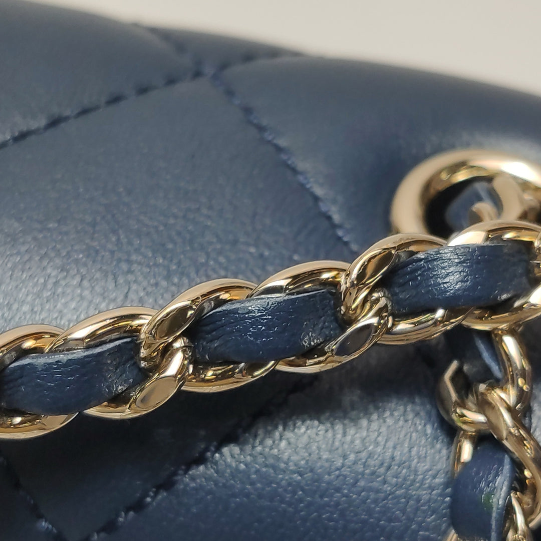 Chanel Quilted CC Logo Lambskin Braided Trim Flap Bag