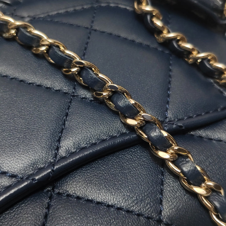 Chanel Quilted CC Logo Lambskin Braided Trim Flap Bag