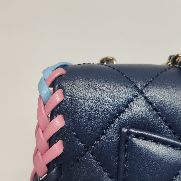 Chanel Quilted CC Logo Lambskin Braided Trim Flap Bag