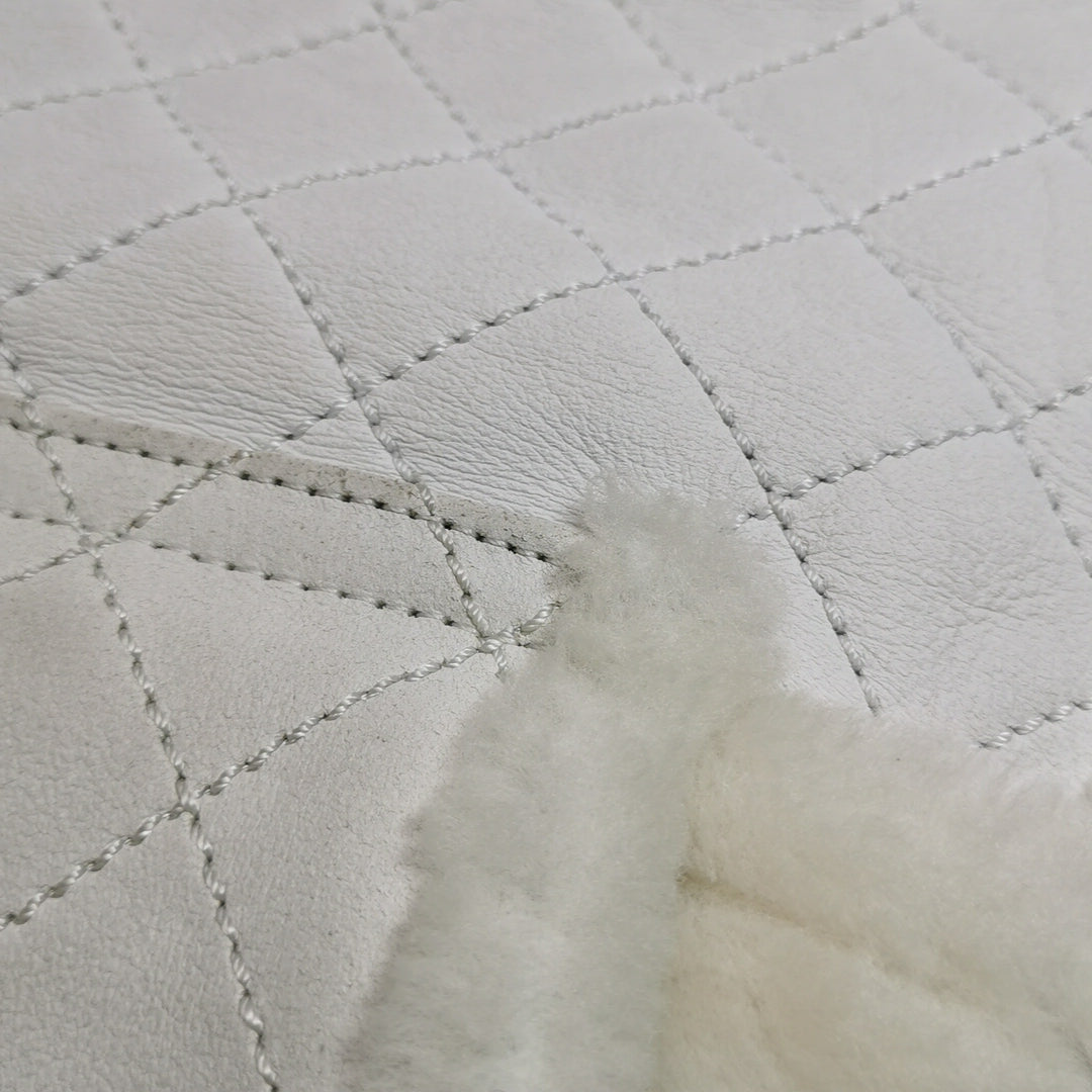 Chanel White Gold Hardware Shearling Backpack