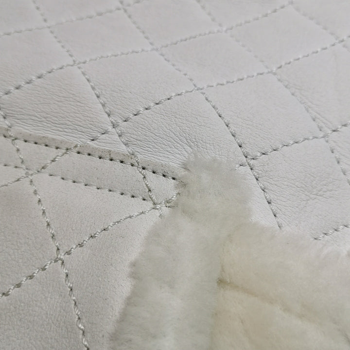 Chanel White Gold Hardware Shearling Backpack