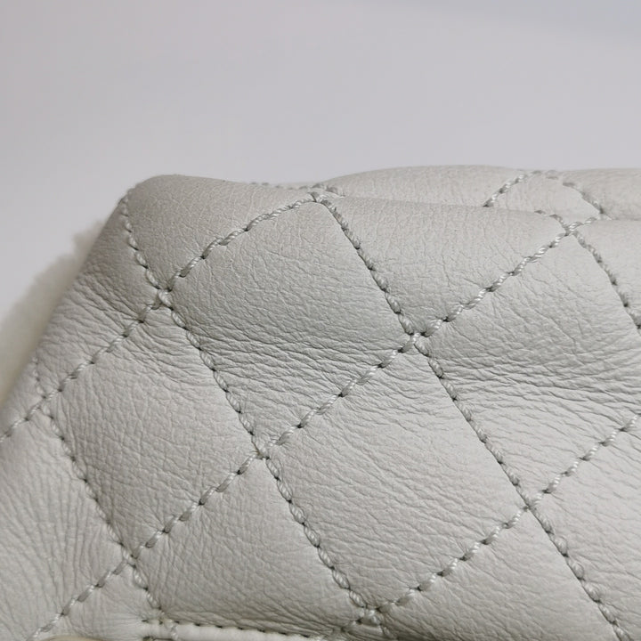 Chanel White Gold Hardware Shearling Backpack