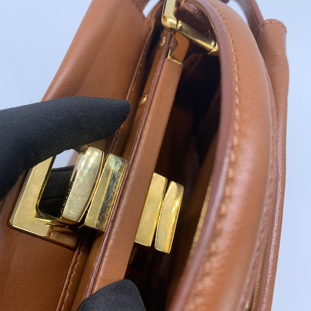 Fendi Peekaboo Mini Crossbody Bag In Brown Gold Hardware