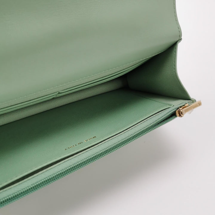 Chanel Handle Wallet On Chain in Green and Pink Lambskin
