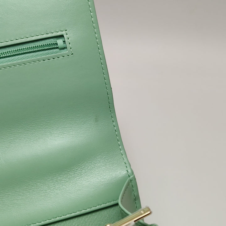 Chanel Handle Wallet On Chain in Green and Pink Lambskin
