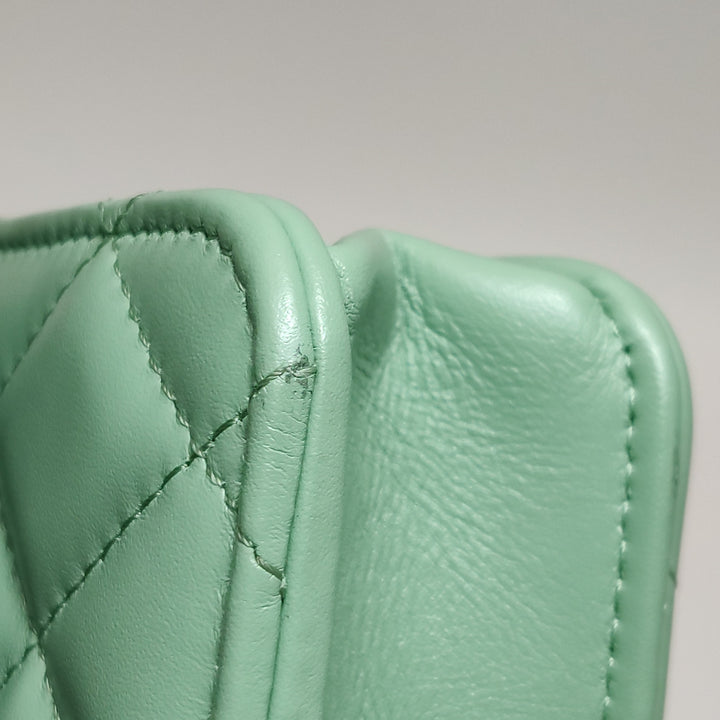Chanel Handle Wallet On Chain in Green and Pink Lambskin