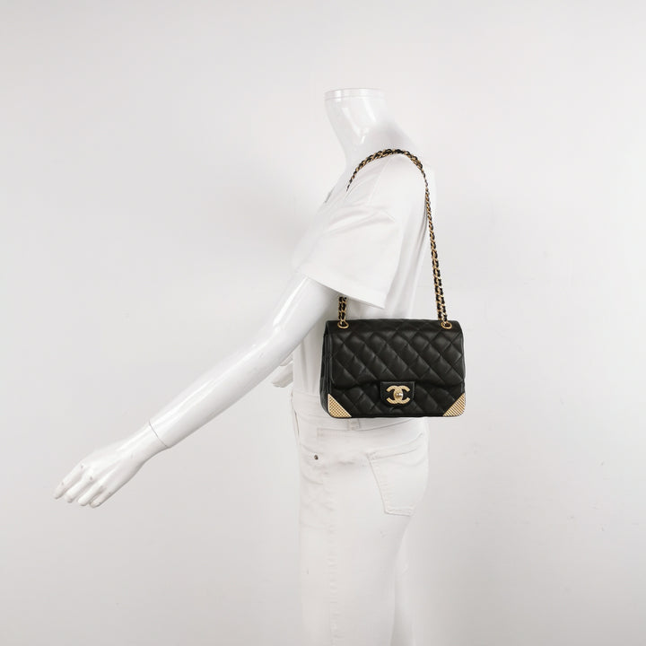 Chanel Mini Rock The Corner Flap Bag in Black