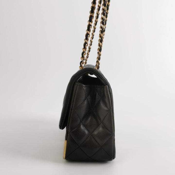 Chanel Mini Rock The Corner Flap Bag in Black