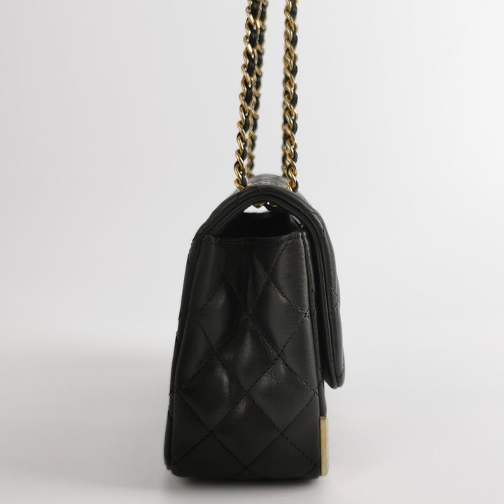 Chanel Mini Rock The Corner Flap Bag in Black