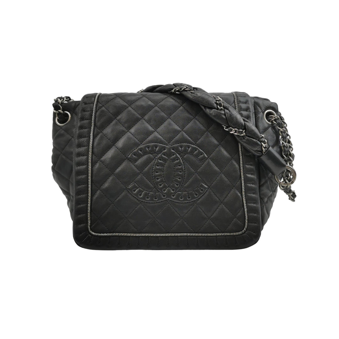 Chanel Istanbul Accordion Flap Bag In Black Leather