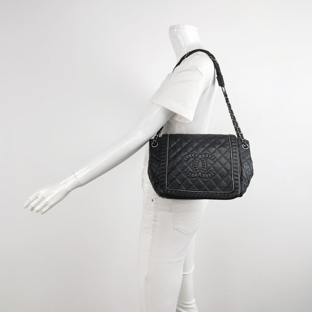 Chanel Istanbul Accordion Flap Bag In Black Leather