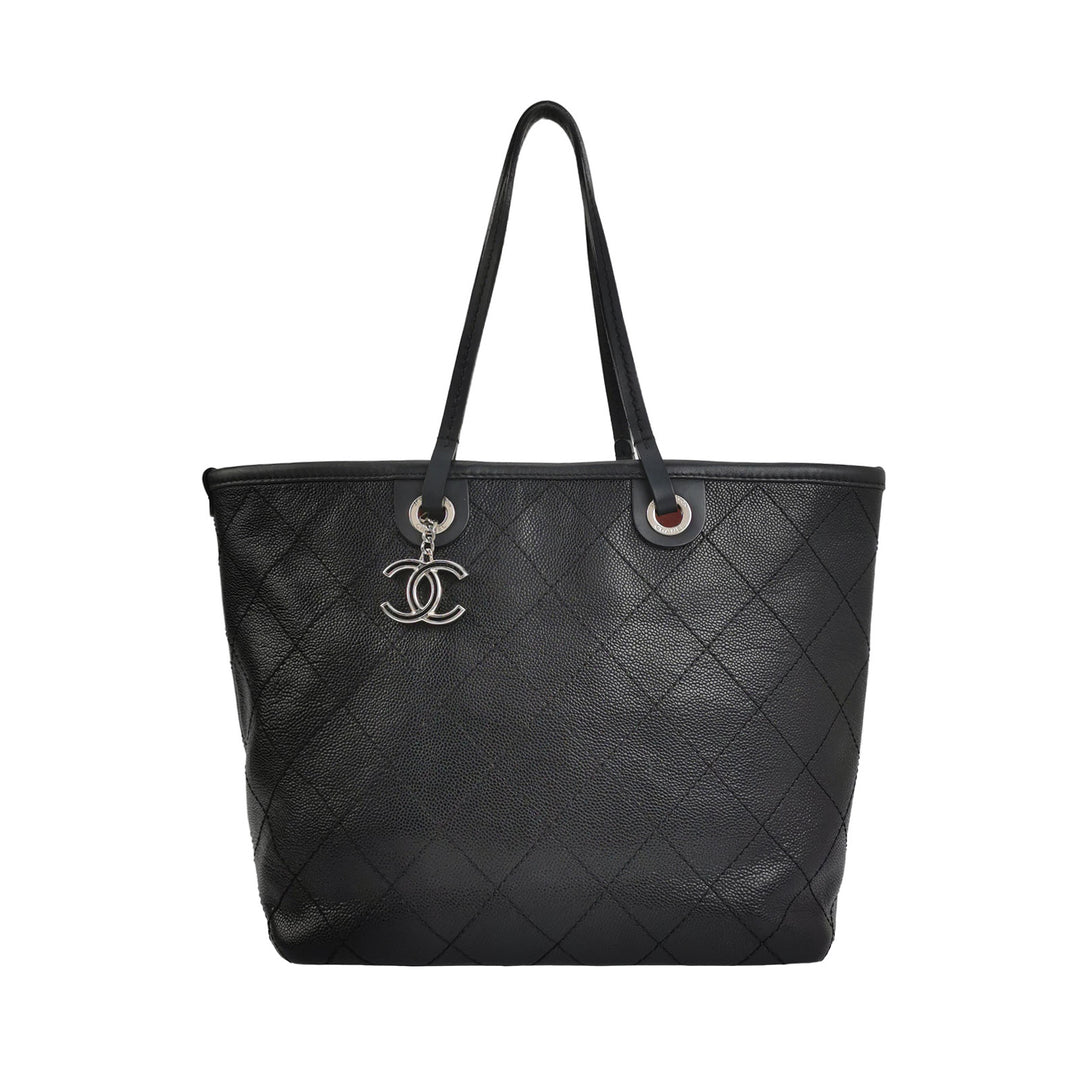 Chanel On The Road Caviar Leather Tote Bag In Black