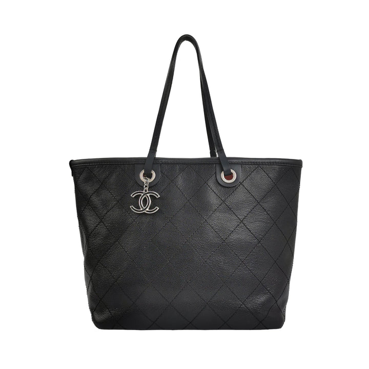 Chanel On The Road Caviar Leather Tote Bag In Black