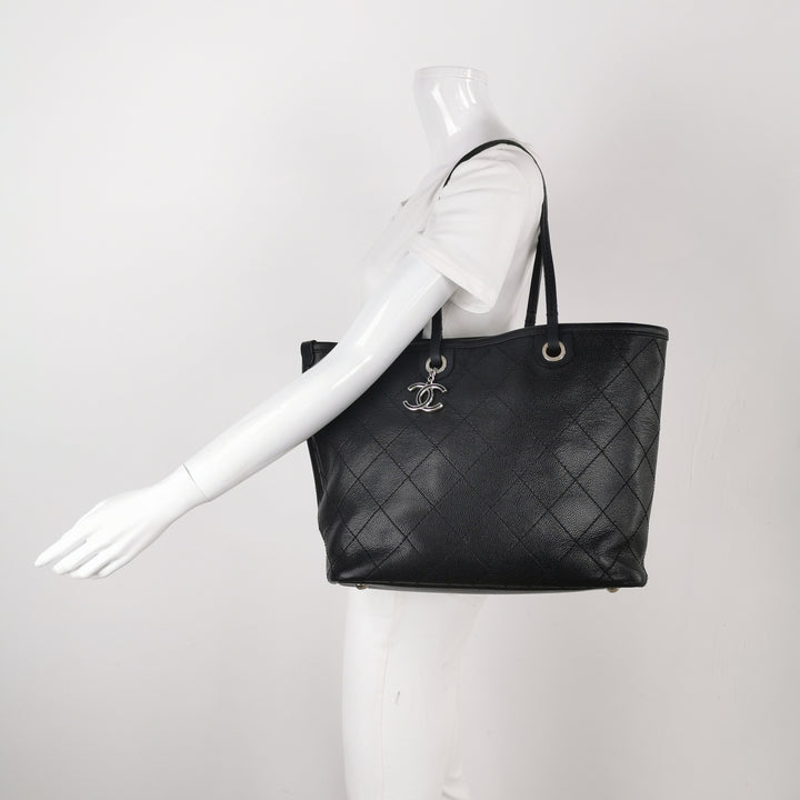 Chanel On The Road Caviar Leather Tote Bag In Black