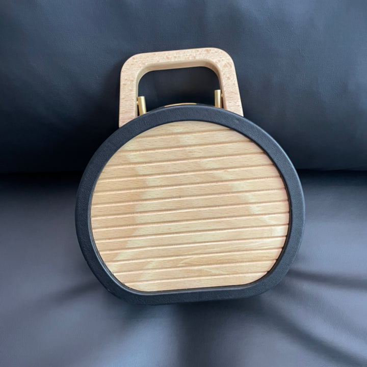 Chanel Round Vanity Case in Beechwood CC Logo Black and Beige Lambskin