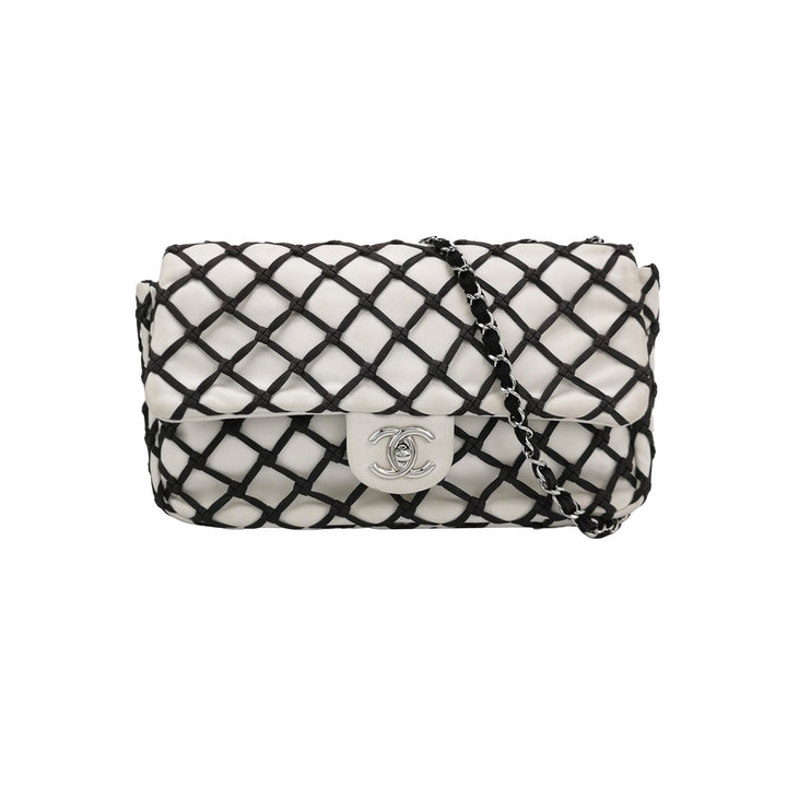 Chanel Saint-Tropez Canebiers Flap Bag in Black White