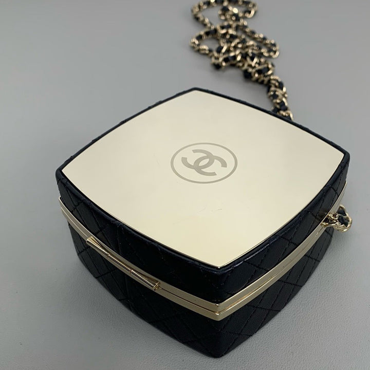 Chanel Compact Powder Mirror Minaudiere with Gold Hardware