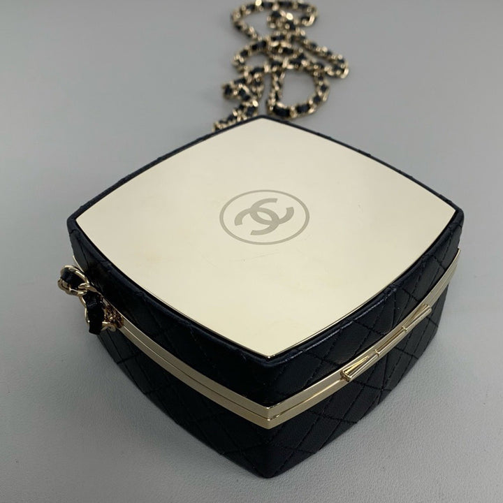 Chanel Compact Powder Mirror Minaudiere with Gold Hardware