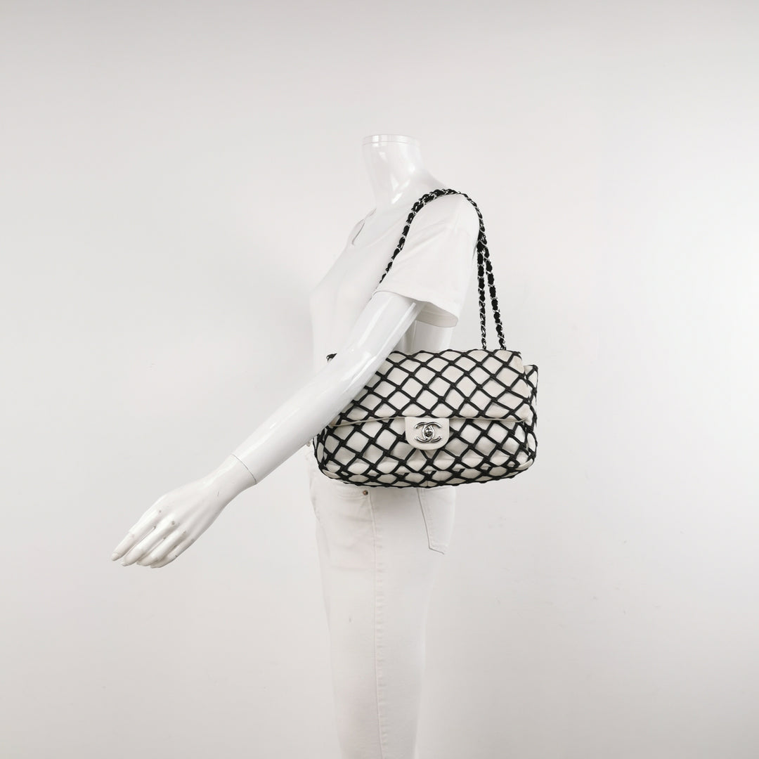 Chanel Saint-Tropez Canebiers Flap Bag in Black White