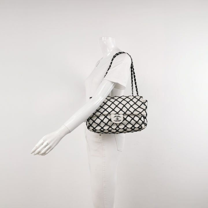 Chanel Saint-Tropez Canebiers Flap Bag in Black White