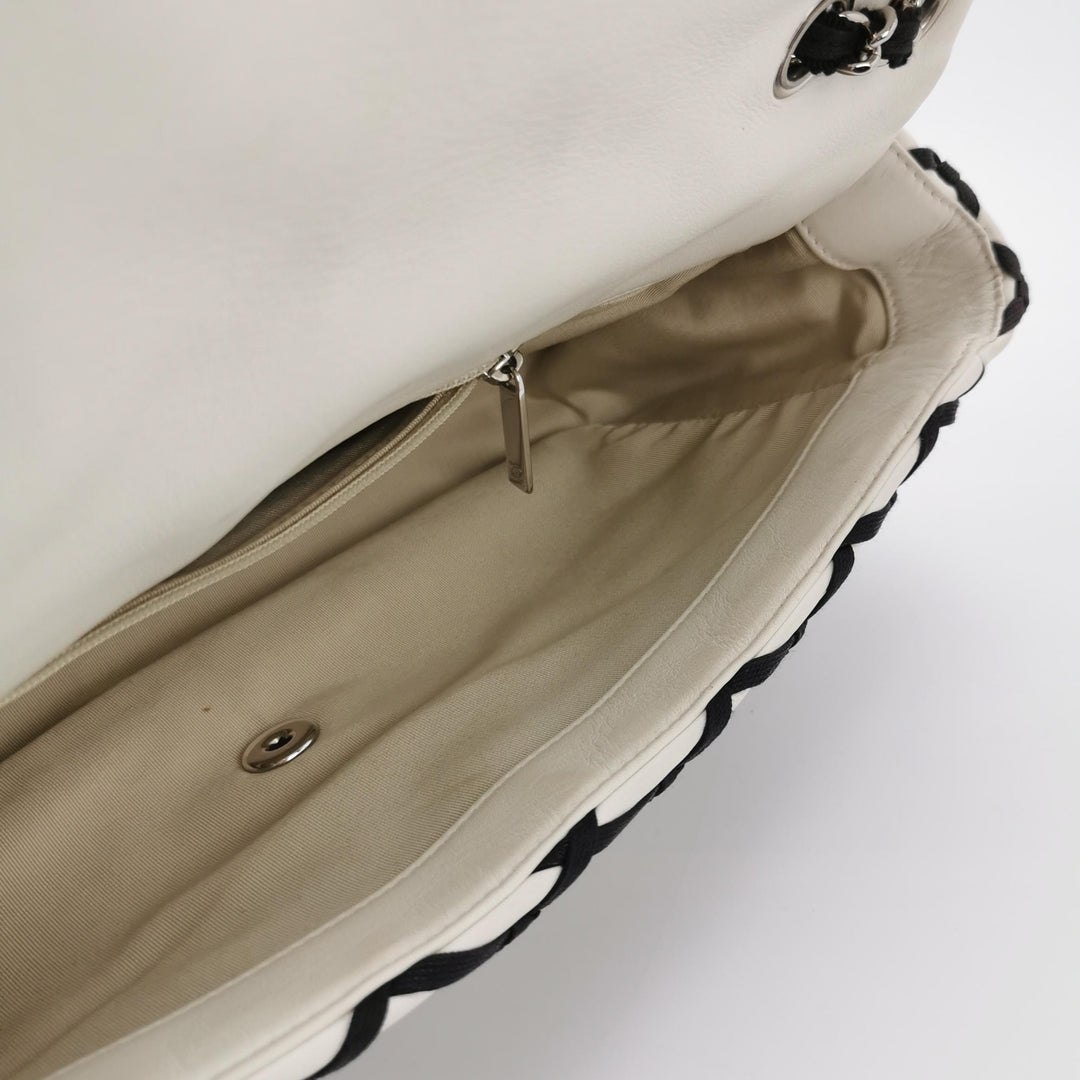Chanel Saint-Tropez Canebiers Flap Bag in Black White