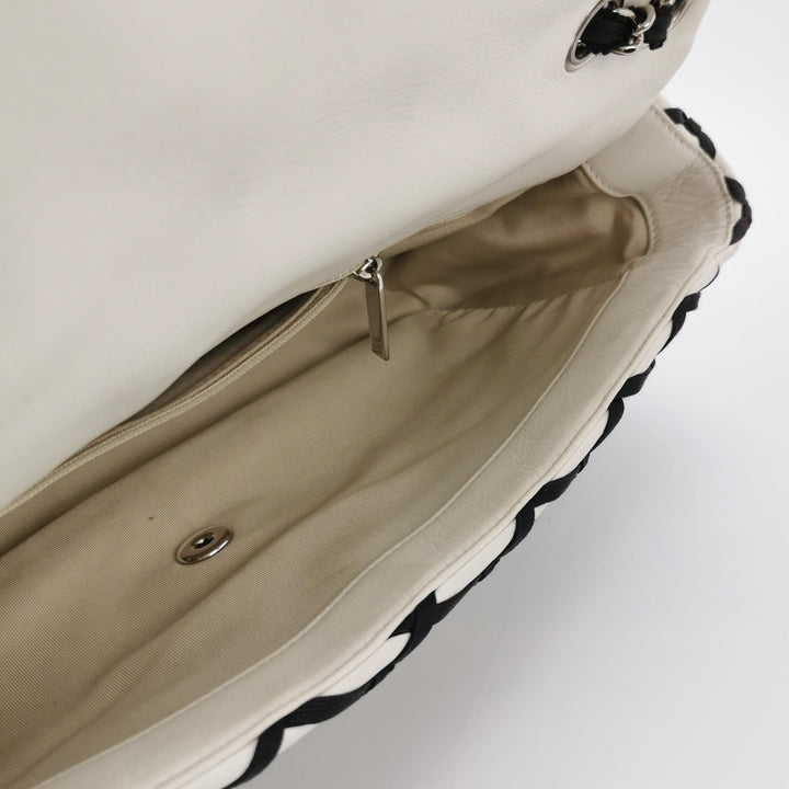 Chanel Saint-Tropez Canebiers Flap Bag in Black White