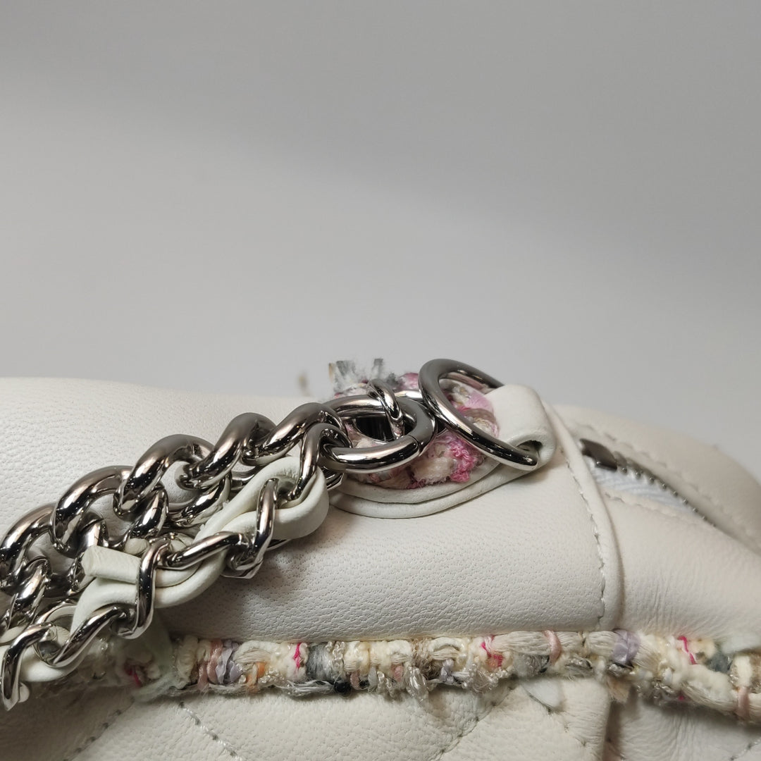 Chanel Tweed Trim Crossbody Bag Small Leather and Tweed