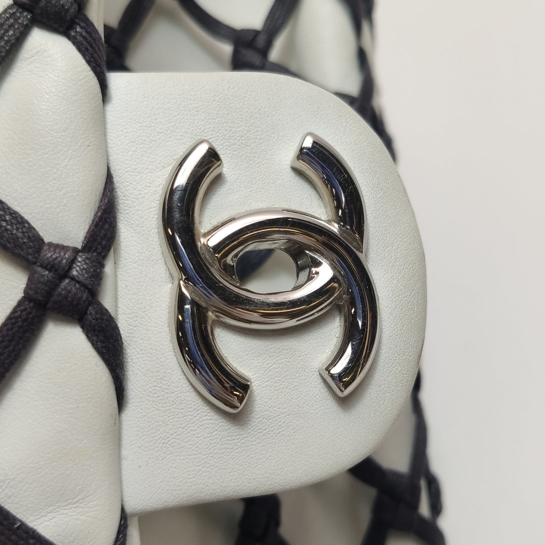 Chanel Saint-Tropez Canebiers Flap Bag in Black White