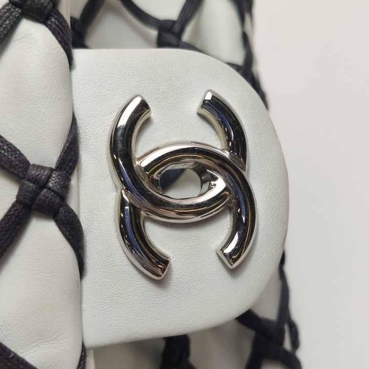 Chanel Saint-Tropez Canebiers Flap Bag in Black White
