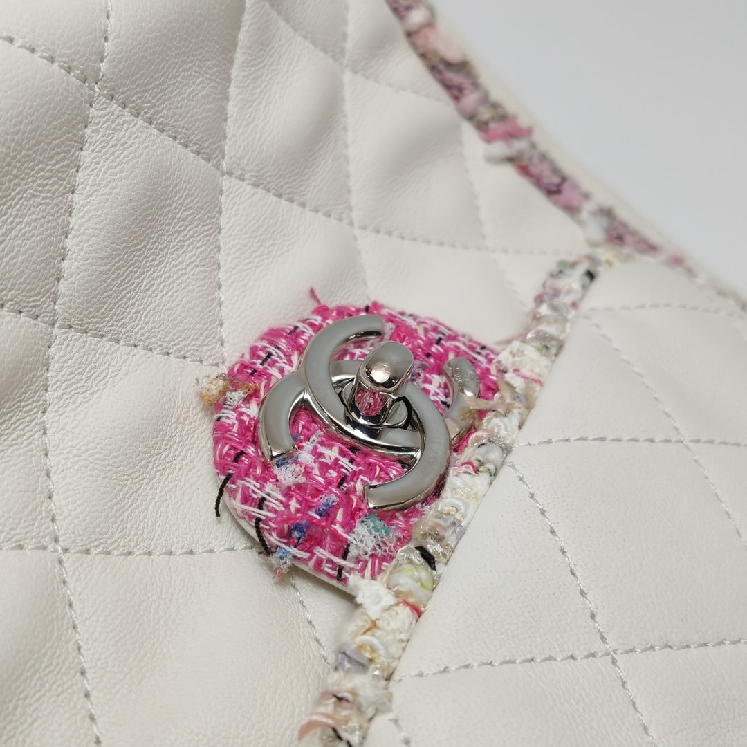 Chanel Tweed Trim Crossbody Bag Small Leather and Tweed
