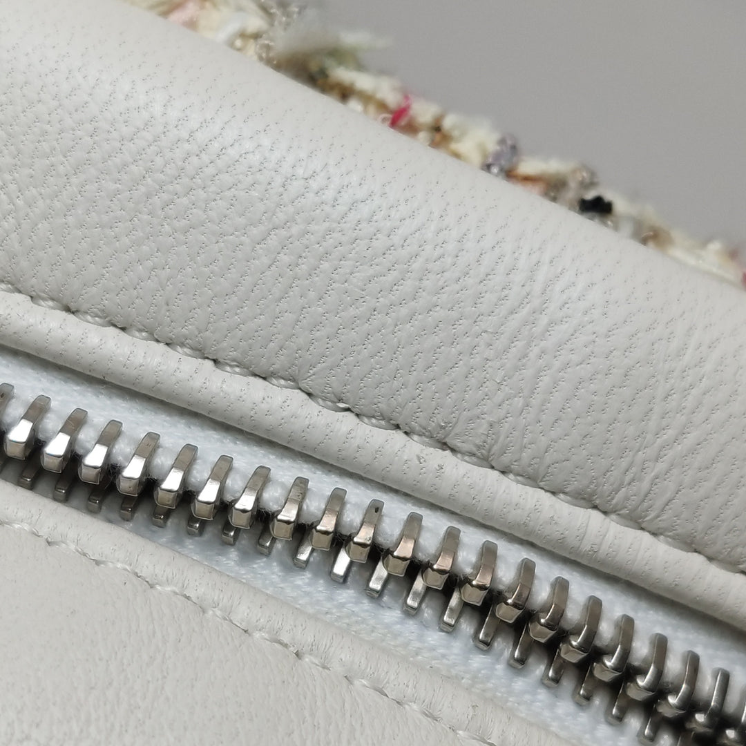 Chanel Tweed Trim Crossbody Bag Small Leather and Tweed