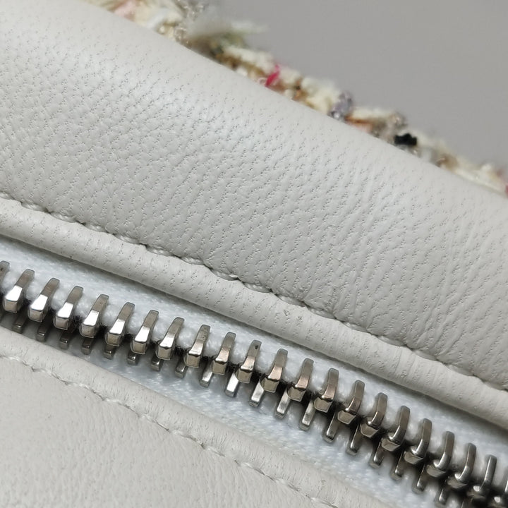 Chanel Tweed Trim Crossbody Bag Small Leather and Tweed