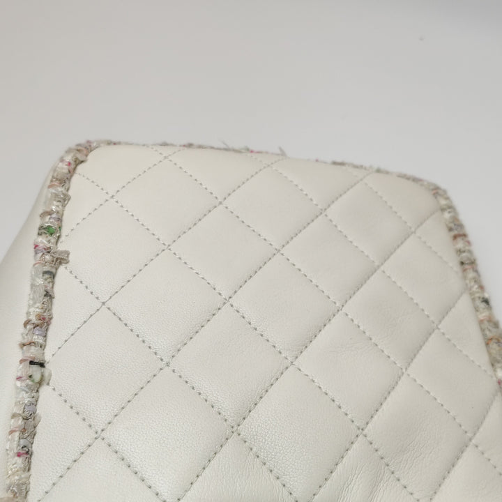 Chanel Tweed Trim Crossbody Bag Small Leather and Tweed