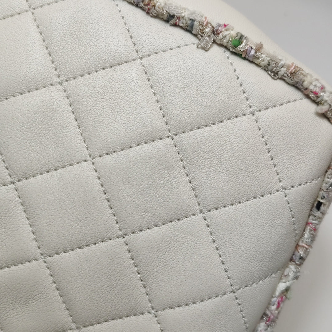 Chanel Tweed Trim Crossbody Bag Small Leather and Tweed