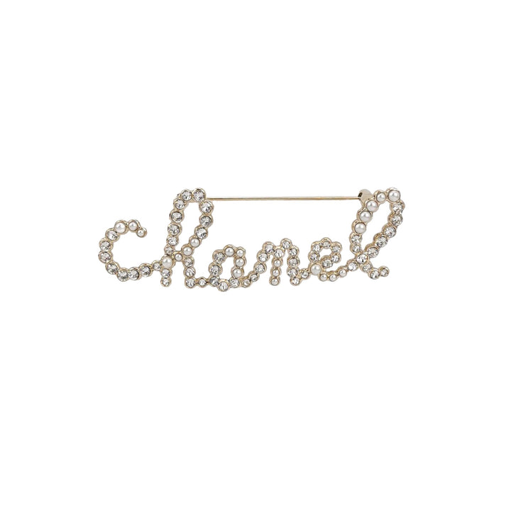 Chanel Letter Brooch Faux Pearl Crystal