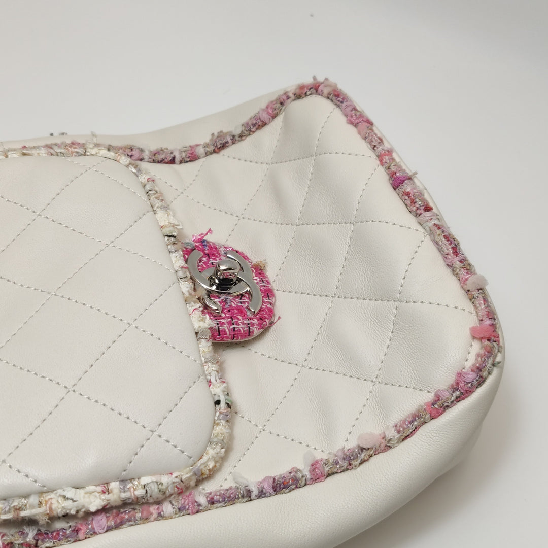 Chanel Tweed Trim Crossbody Bag Small Leather and Tweed