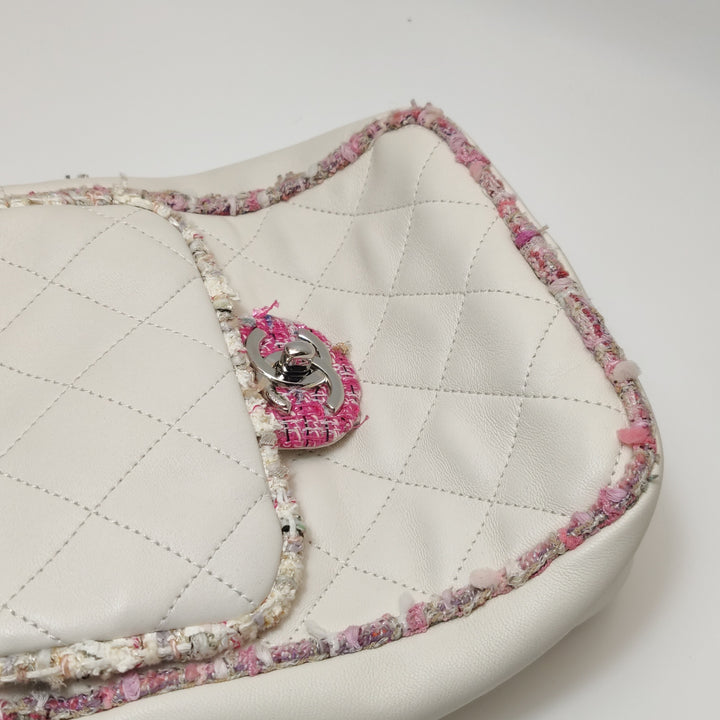 Chanel Tweed Trim Crossbody Bag Small Leather and Tweed