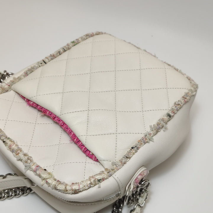 Chanel Tweed Trim Crossbody Bag Small Leather and Tweed