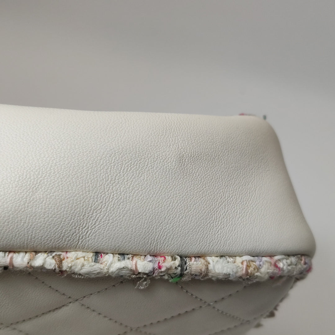 Chanel Tweed Trim Crossbody Bag Small Leather and Tweed