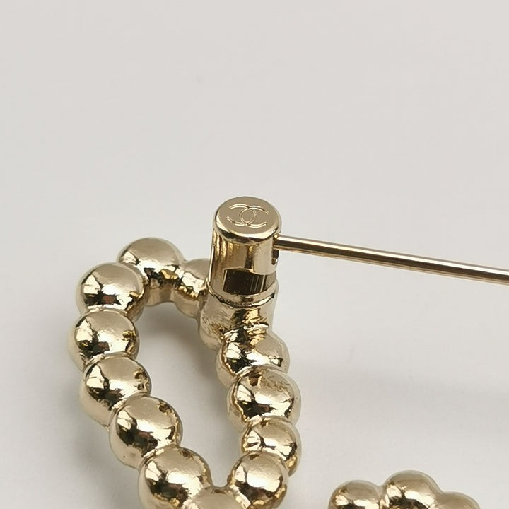 Chanel Letter Brooch Faux Pearl Crystal