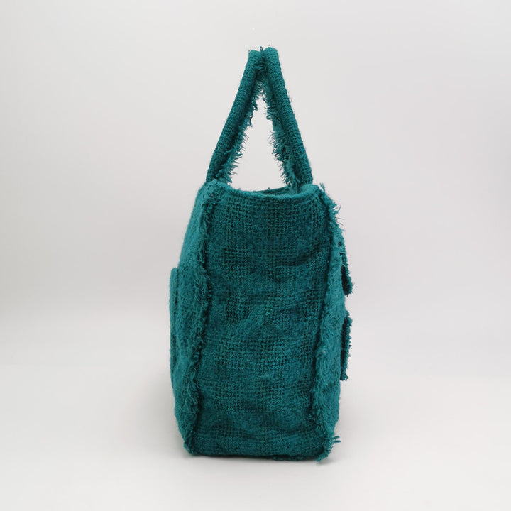 Chanel Giant Logo Shopping Tote Large Tweed Green
