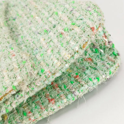 Chanel Vintage Light Green Tweed fabric CC Logo Handbag with Silver tone Chain Strap