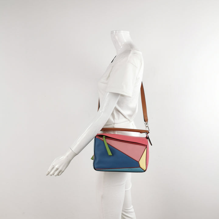 Loewe Small Puzzle Bag in Colour-Block Calfskin Leather