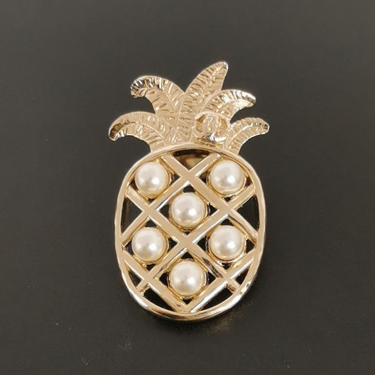 Chanel Faux Pearl Pineapple Brooch
