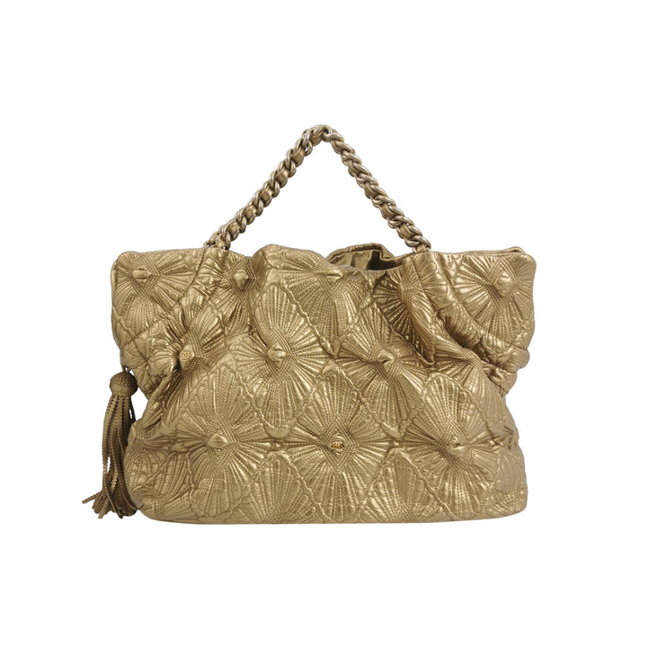 Chanel Ca D’Oro Tote Large Embroidered Calfskin Gold Gold Hardware Bag