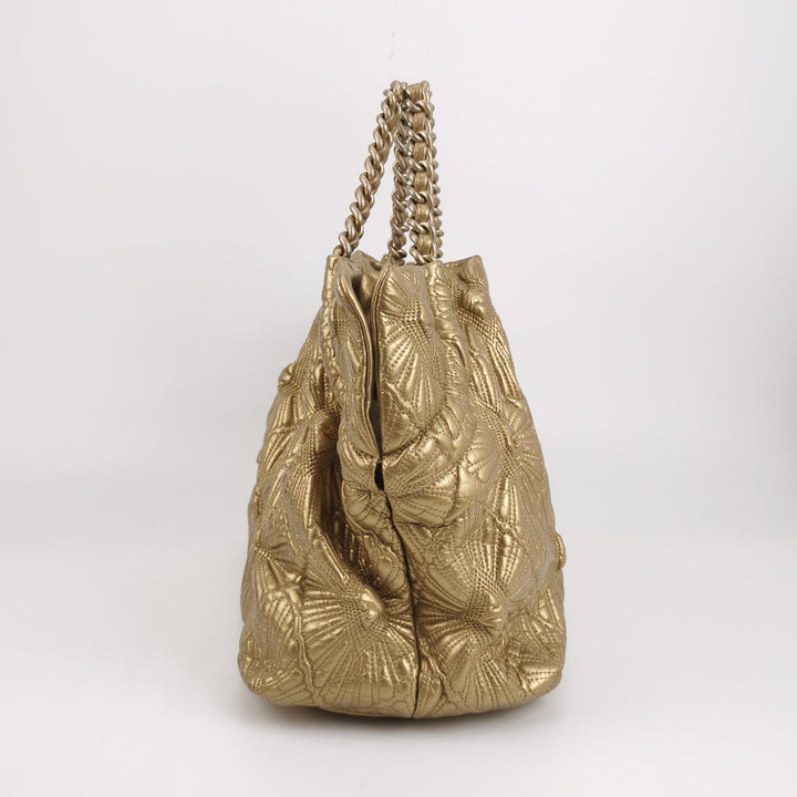 Chanel Ca D’Oro Tote Large Embroidered Calfskin Gold Gold Hardware Bag