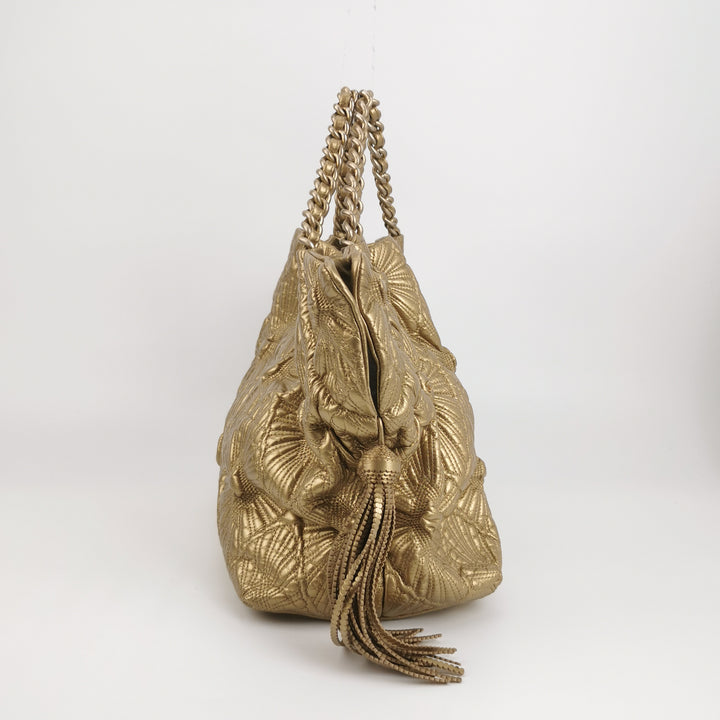 Chanel Ca D’Oro Tote Large Embroidered Calfskin Gold Gold Hardware Bag