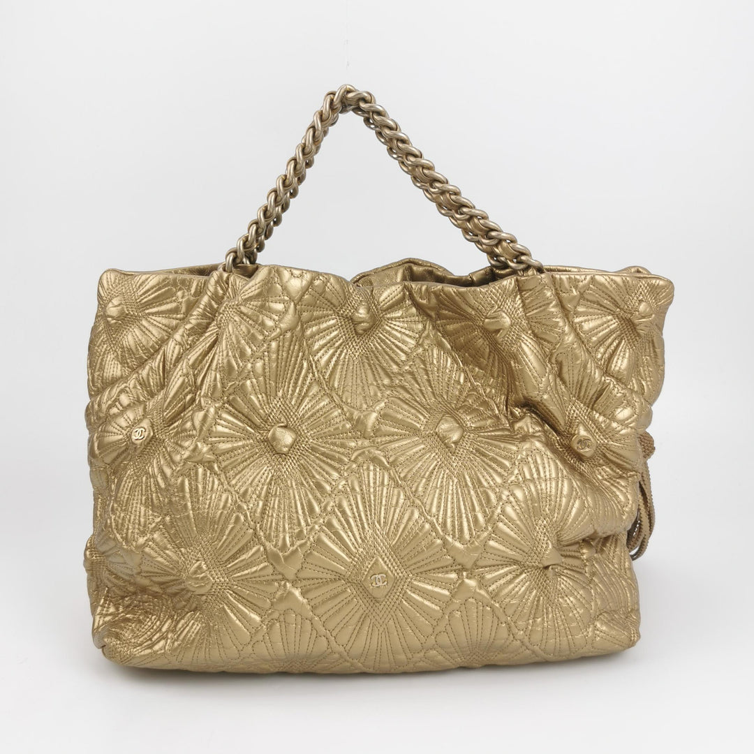 Chanel Ca D’Oro Tote Large Embroidered Calfskin Gold Gold Hardware Bag